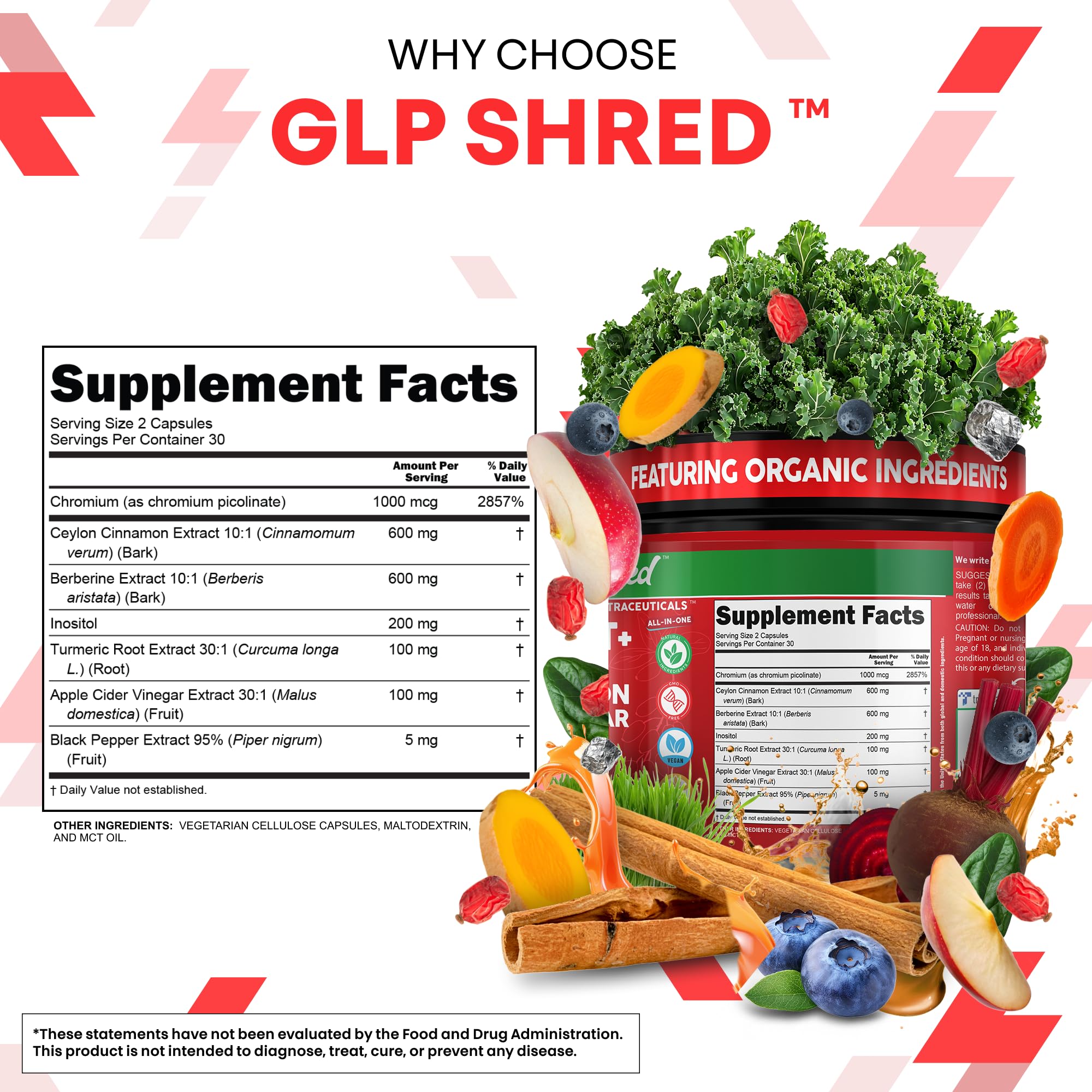 GLP1 Supplement Berberine Ceylon Cinnamon Apple Cider Vinegar Chromium Turmeric Gut Health Digestive Balance 60 Vegan Capsules by Clean Nutra — Amazon image 5