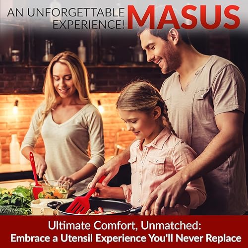 Miniatura 7 de MASUS Juego de 4 espátulas de silicona con espátulas de goma con un girador para sartenes antiadherentes, juego de espátulas de goma resistentes al