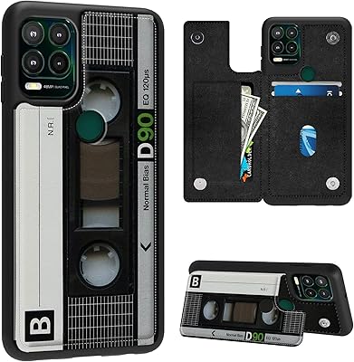 FUYOCWE Case for Motorola Moto G Stylus 5G 2021 Wallet Phone Case with Card Holder,Old Cassette Tape PU Leather Kickstand Card Slot Cover for Women Men (Dual Magnetic Clasp+RFID Blocking)