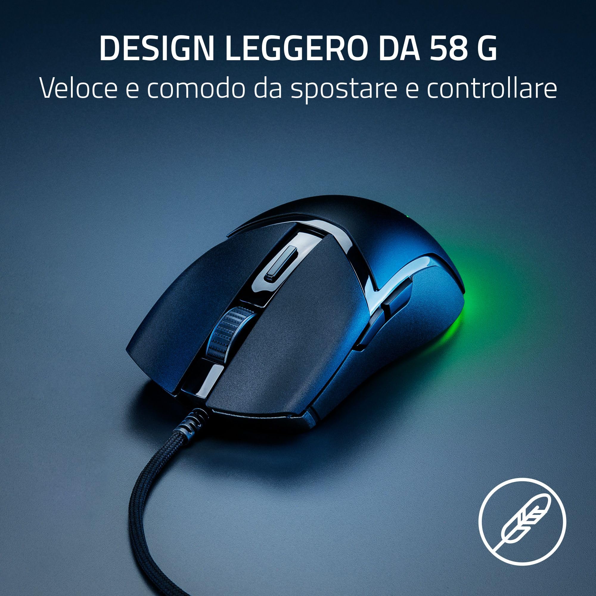 Razer Cobra - Mouse da gioco cablato leggero Chroma RGB (leggero da 57g, interruttori mouse di terza generazione, illuminazione Chroma con luce soffusa sfumata, regolazioni precise del sensore) Nero