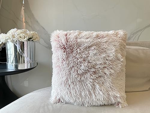 Miniatura 5 de Juego de 2 fundas de cojín suaves y lujosas de pelo sintético para sombra de color rojo vino, 18 x 18 pulgadas