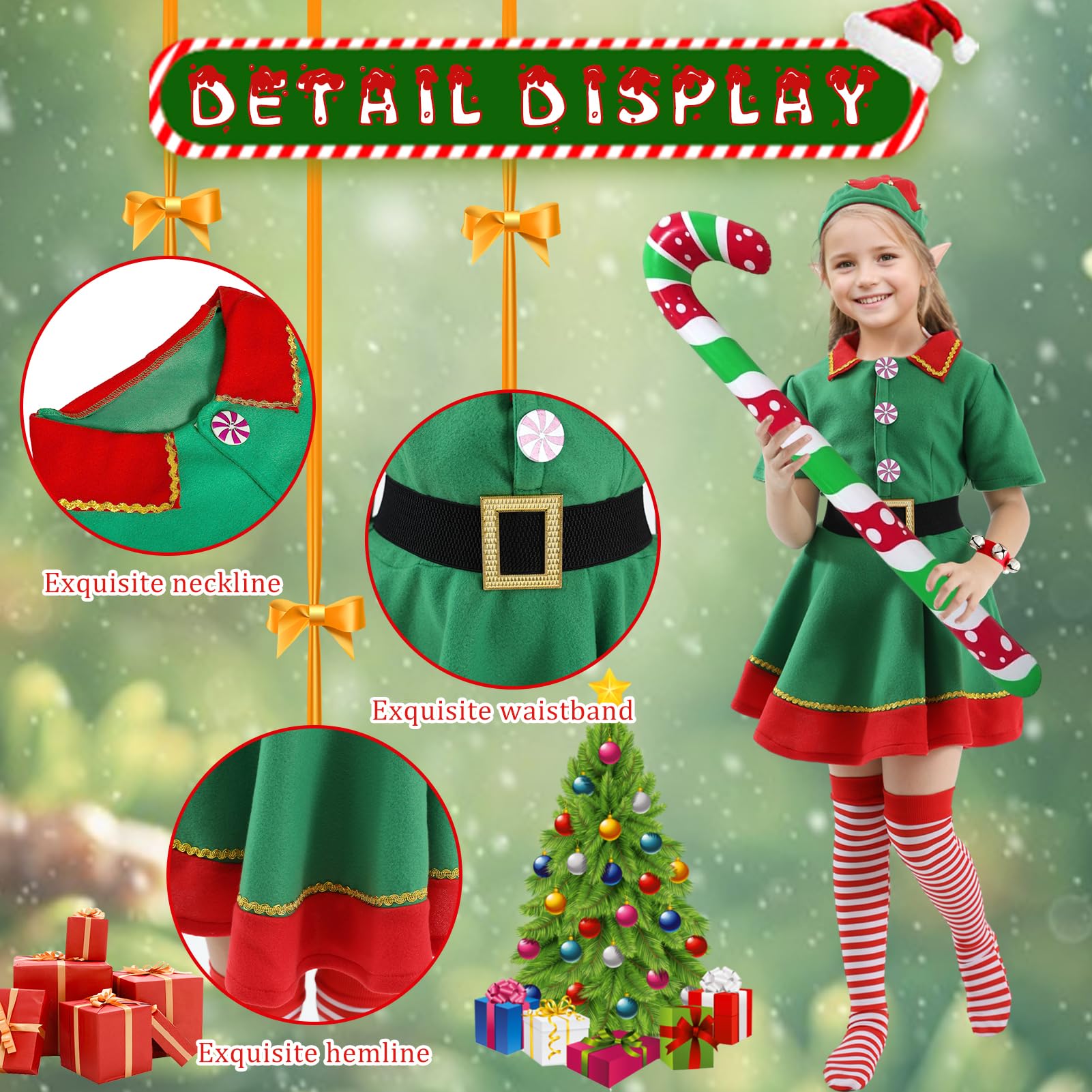 Crittygo Christmas Elf Costume, Santa's Helpers Costume Set, Christmas Elf Outfit for Women Xmas Festive Fancy Dress - Image 3