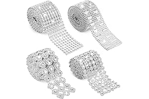 4 Rolls 8 Yards of Sparkling Rhinestone Lace Ribbon