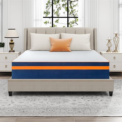 Colchón Queen de espuma viscoelástica de 6 pulgadas en una caja para niños con funda de bambú transpirable, colchón de gel de firmeza media para