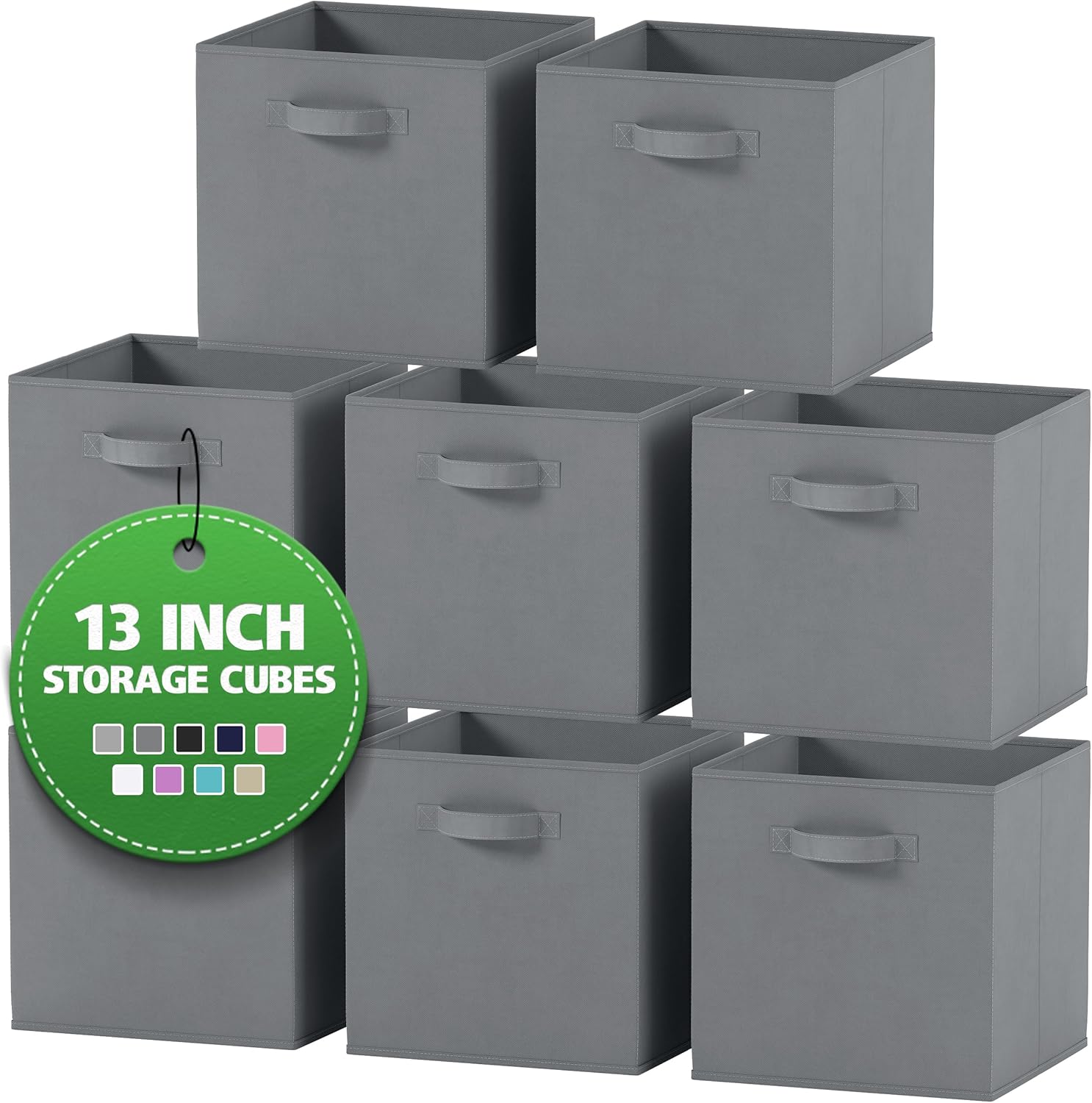 Fabric Storage Cubes for Cube Organizer – 8 Pack Heavy Duty Storage Bins – 13 Inch Cube Storage Bin, Use As A Clothes Storage Box In Closet, Baskets For Shelves or Cubbies Storage bins (Grey) Fabric Storage Cubes for Cube Organizer – 8 Pack Heavy Duty Storage Bins – 13 Inch Cube Storage Bin, Use As A Clothes Storage Box In Closet, Baskets For Shelves or Cubbies Storage bins (Grey)