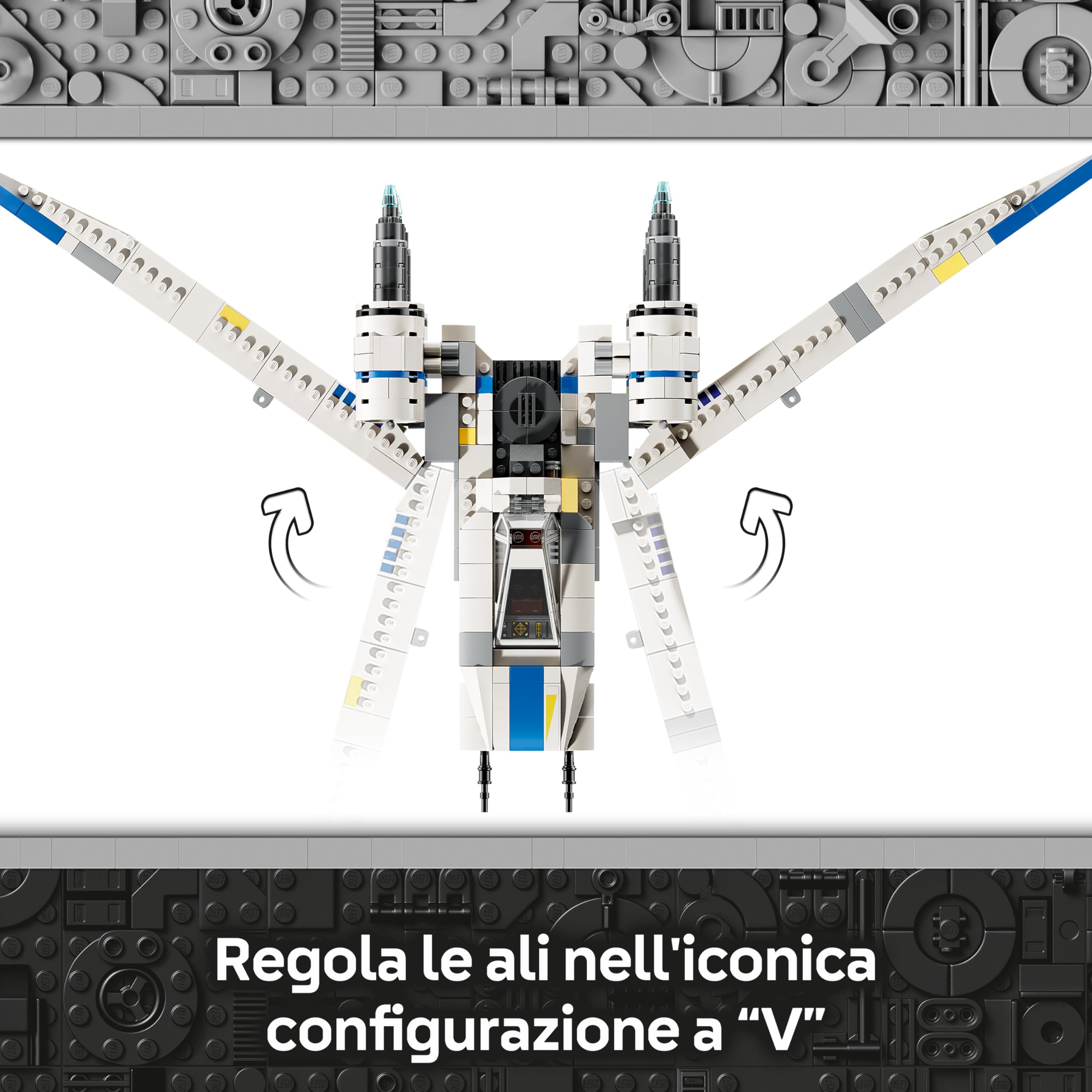 LEGO Star Wars 75399 U-Wing Starfighter Ribelle - Astronave Giocattolo da Costruire con Funzione Swing-Wing, 3 Minifigure e 1 Droide K-2SO - Regalo per Bambini da 8 Anni Fan della Stagione 2 di Andor