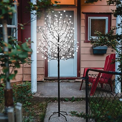 FUCHSUN - Luz solar de árbol de cerezo con 200 luces LED de 6 pies, luces iluminadas para jardín al aire libre, para patio, boda, festival,