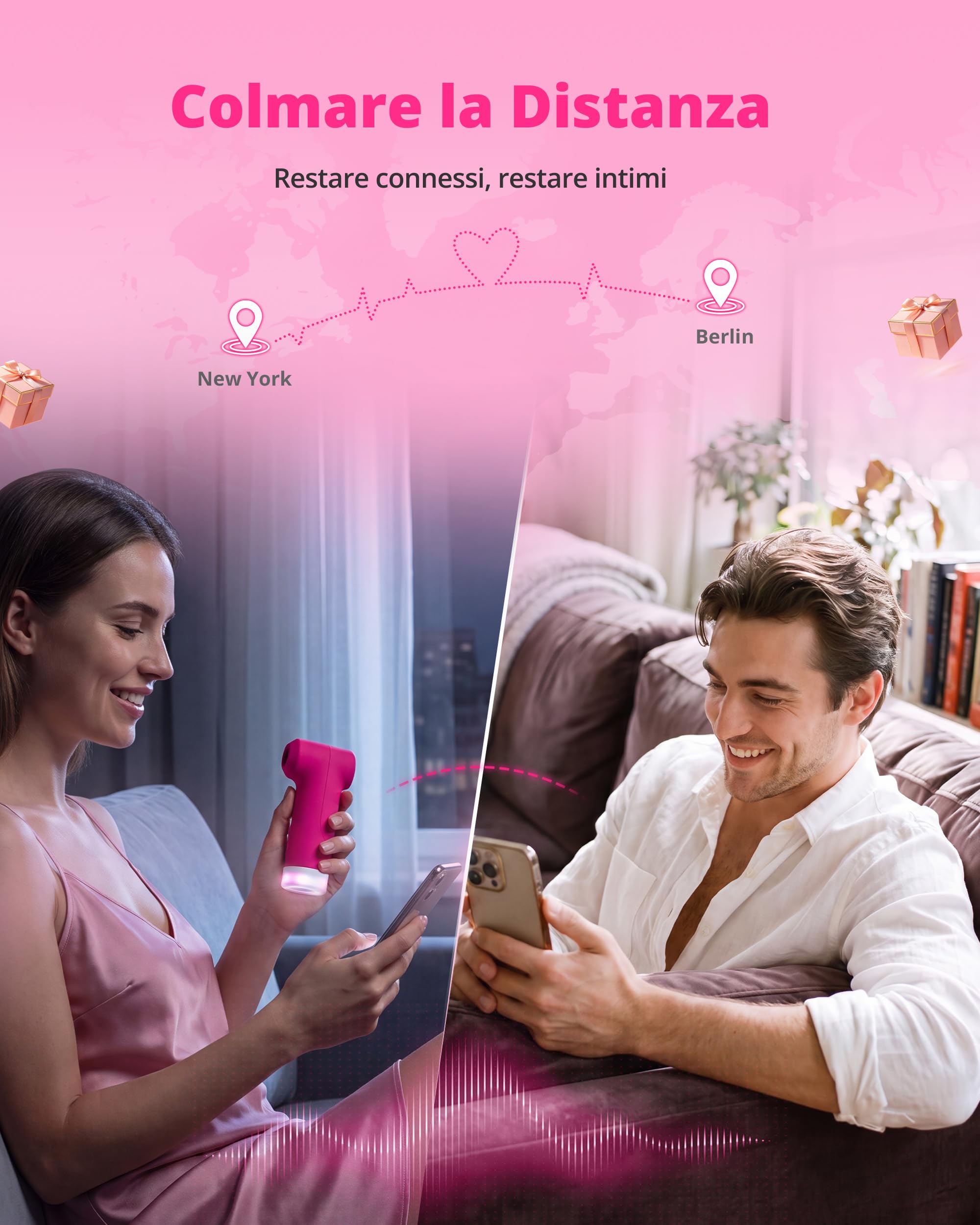 LOVENSE Fizz Vibratore Clitorideo a Doppia Testa, Aspirazione Orale | Succhia clitoride a doppia testina con suzione e tocchi rapidi, app, luce LED, silicone body-safe e impermeabile IPX7