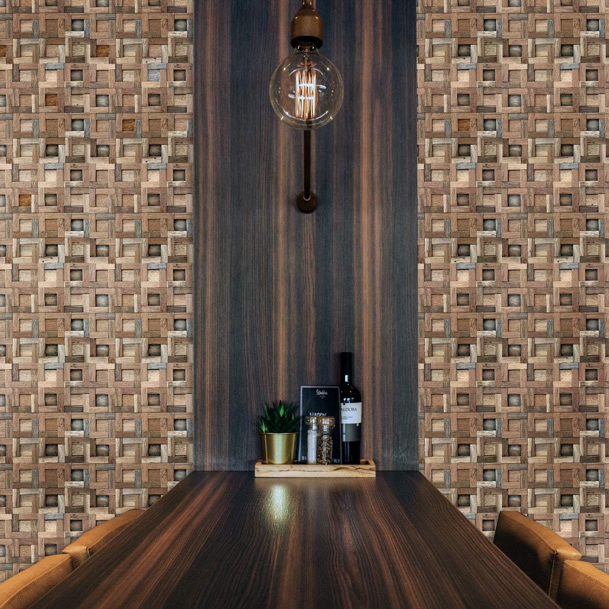 11 7/8"W x 11 7/8"H x 3/4"P Freeport Boat Wood Mosaic Wall Tile, Natural Finish
