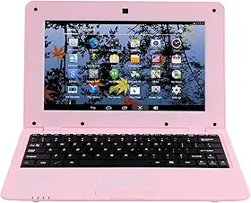 Versão 2025 portátil de 10,1 polegadas, 8 GB, laptop, PC, Quad Core, Android 6.0, mini netbook, notebook fino e leve, YouTube Player Flash (cor-de-rosa)
