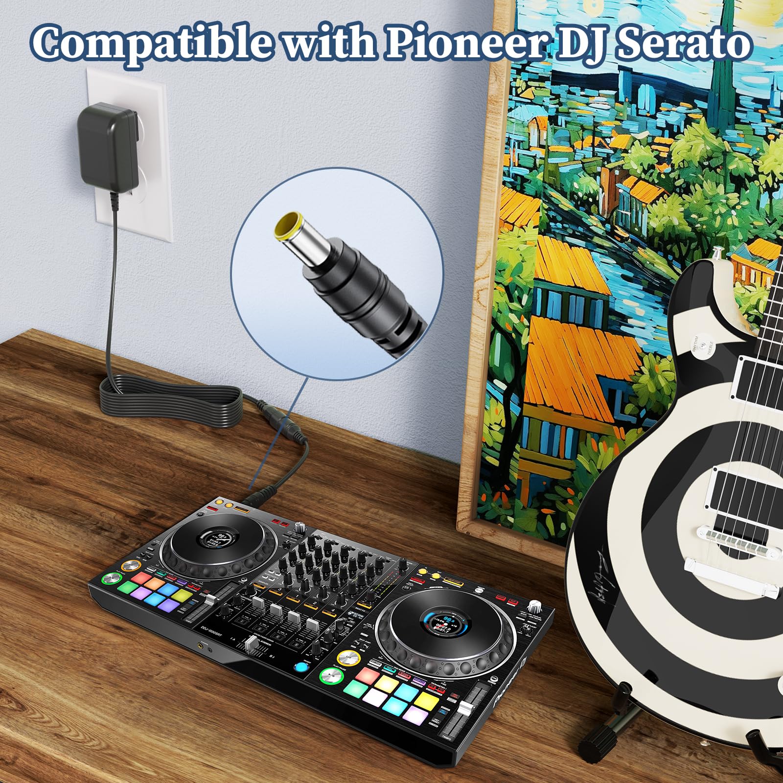 Charger for Pioneer DJ Serato, 12V AC Adapter Compatible with Pioneer DDJ-1000 DDJ1000 SRT DDJ-1000SRT DDJ-1000SRT-W 4-Channel Club Style Digital Controller Power Cord