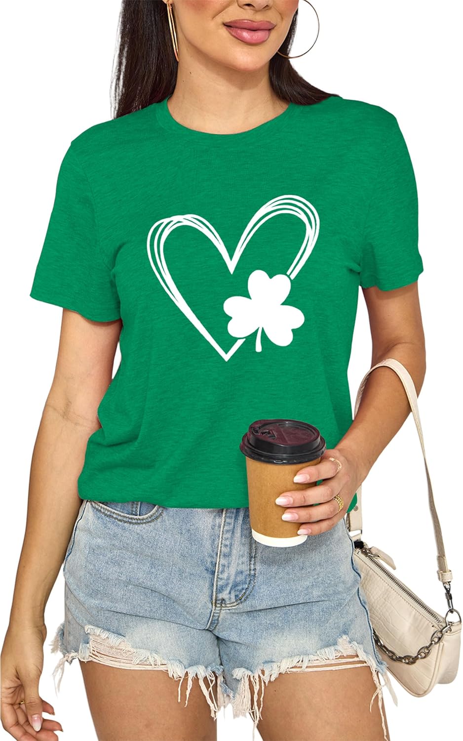 St Patrick's Shirts for Women Lucky Irish Shamrock Paddy's Shirt Cute Shamrock Graphic Short Sleeve Tees Tops - Image 4