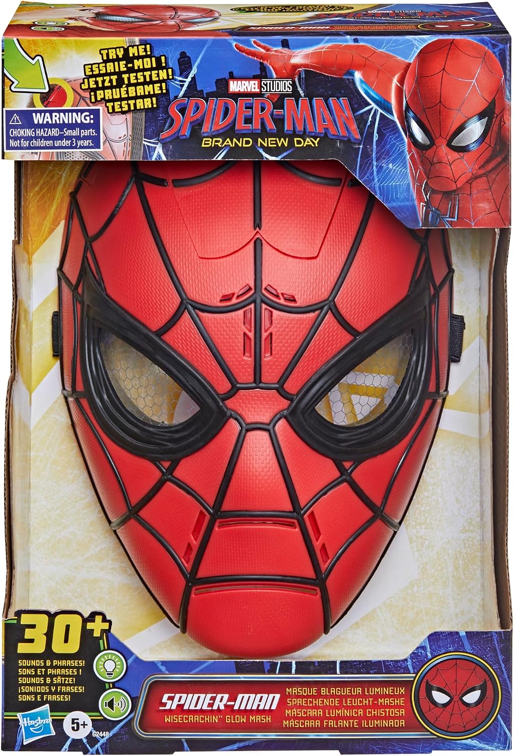 Marvel Studios Spider-Man: Brand New Day Wisecrackin’ Glow Mask, Electronic Role Play Toy, Super Hero Costume Mask and Toys for Kids, Ages 5+