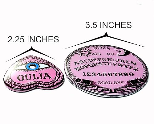 Miniatura 4 de PORTABLE SMALL MINI OUIJA BOARD PINK PURPLE 3.5 INCH CIRCLE ROUNDED METAL LIGHT WEIGHT THAT INCLUDES A MINI PLANCHETTE THAT HAS A BEAUTIFUL EYE,