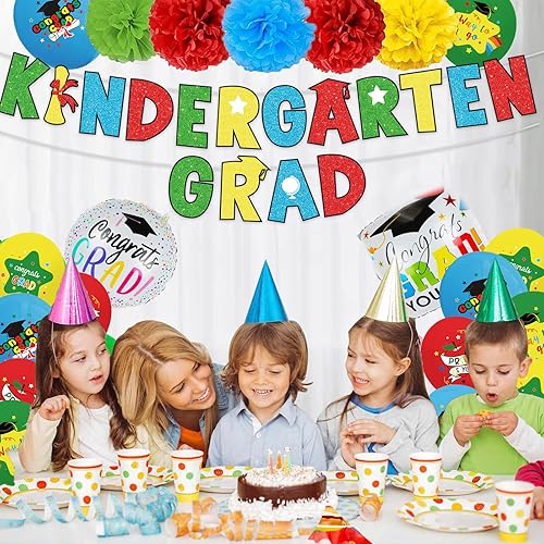 Miniatura 6 de YNOUU Decoraciones de fiesta de graduación preescolar, pancarta de felicitaciones de graduación de clase de jardín de infantes, suministros para
