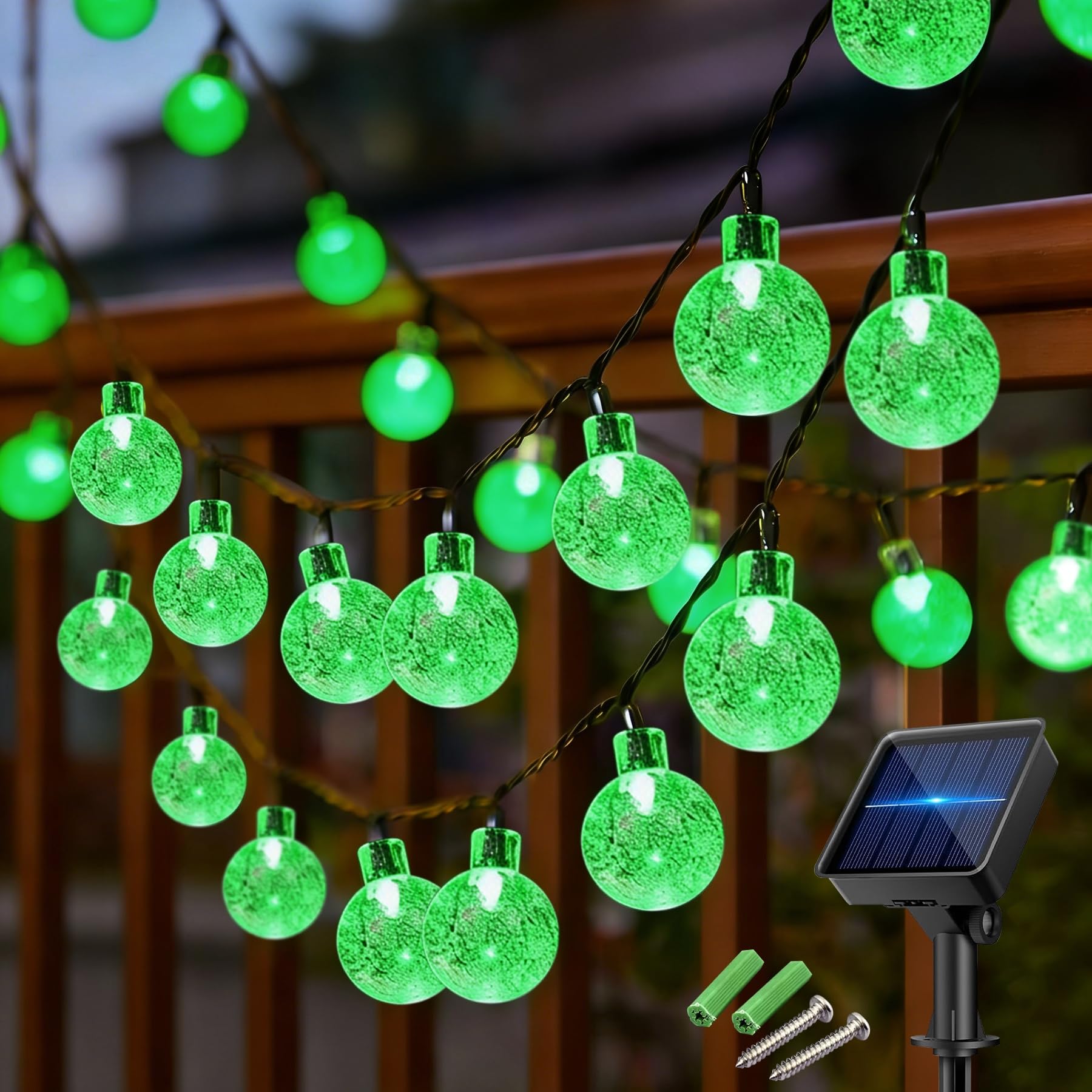 Laihur Green Solar String Lights Garden, 50Led 8 Mode Waterproof Solar String Lights, 7M/23Ft Garden Lights, Timer Solar Powered Fairy Lights For Yard Patio Home Party Decoration (Green)