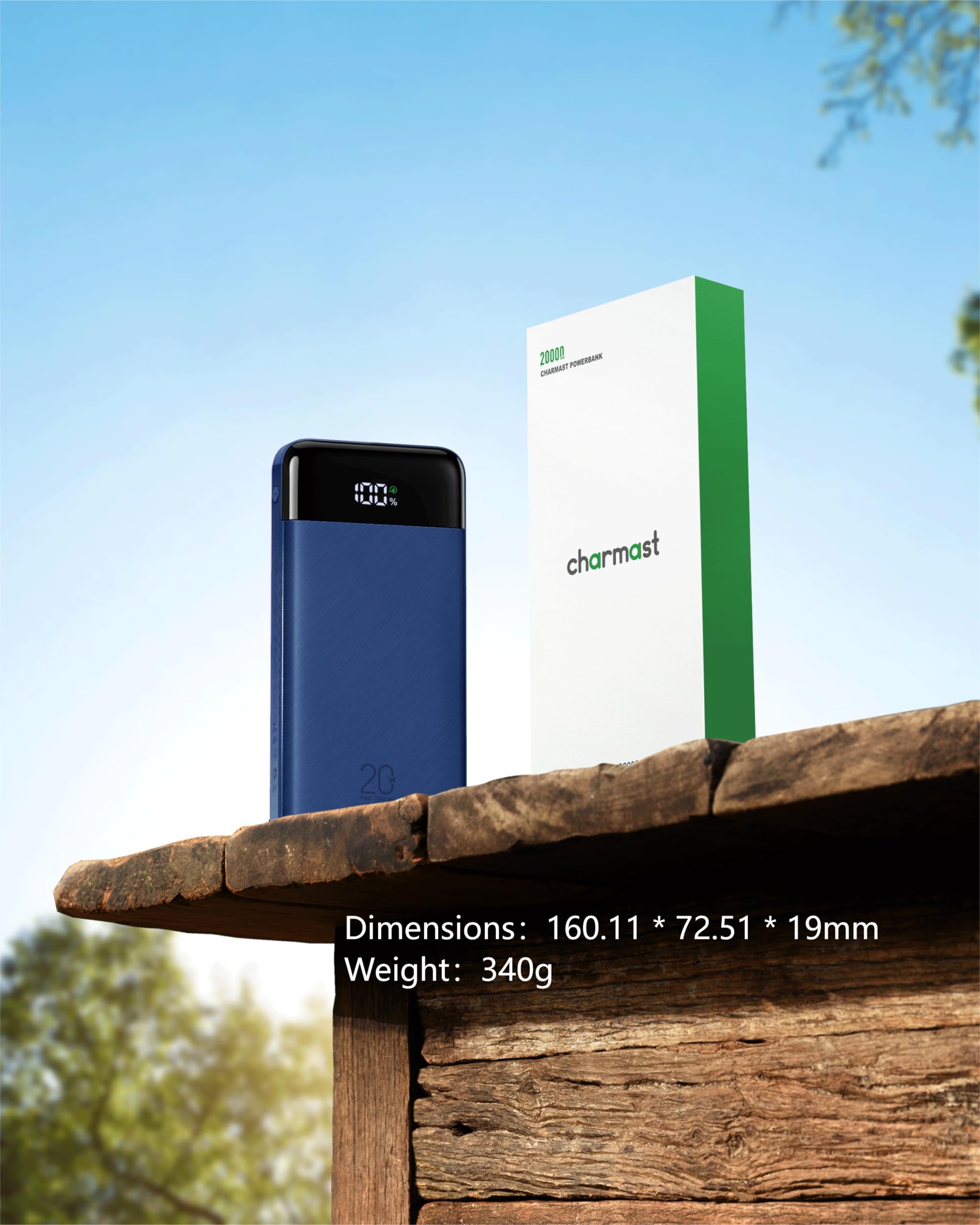 Charmast Power Bank, Powerbank da 22,5 W, 20000 mAh, con 4 cavi e display LED, USB C PD3.0 QC4.0, batteria esterna per cellulare con 6 uscite, compatibile con iPhone 17, 16, 15, 14, 13, 12, 11 Pro Max