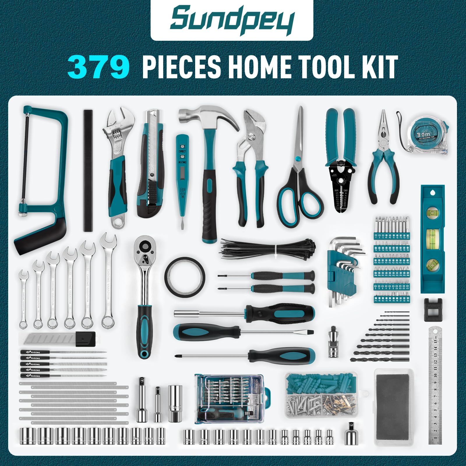 Mallette à Outils - Sundpey - 257 Pièces - Réparation Domestique et Automobile - Blanc