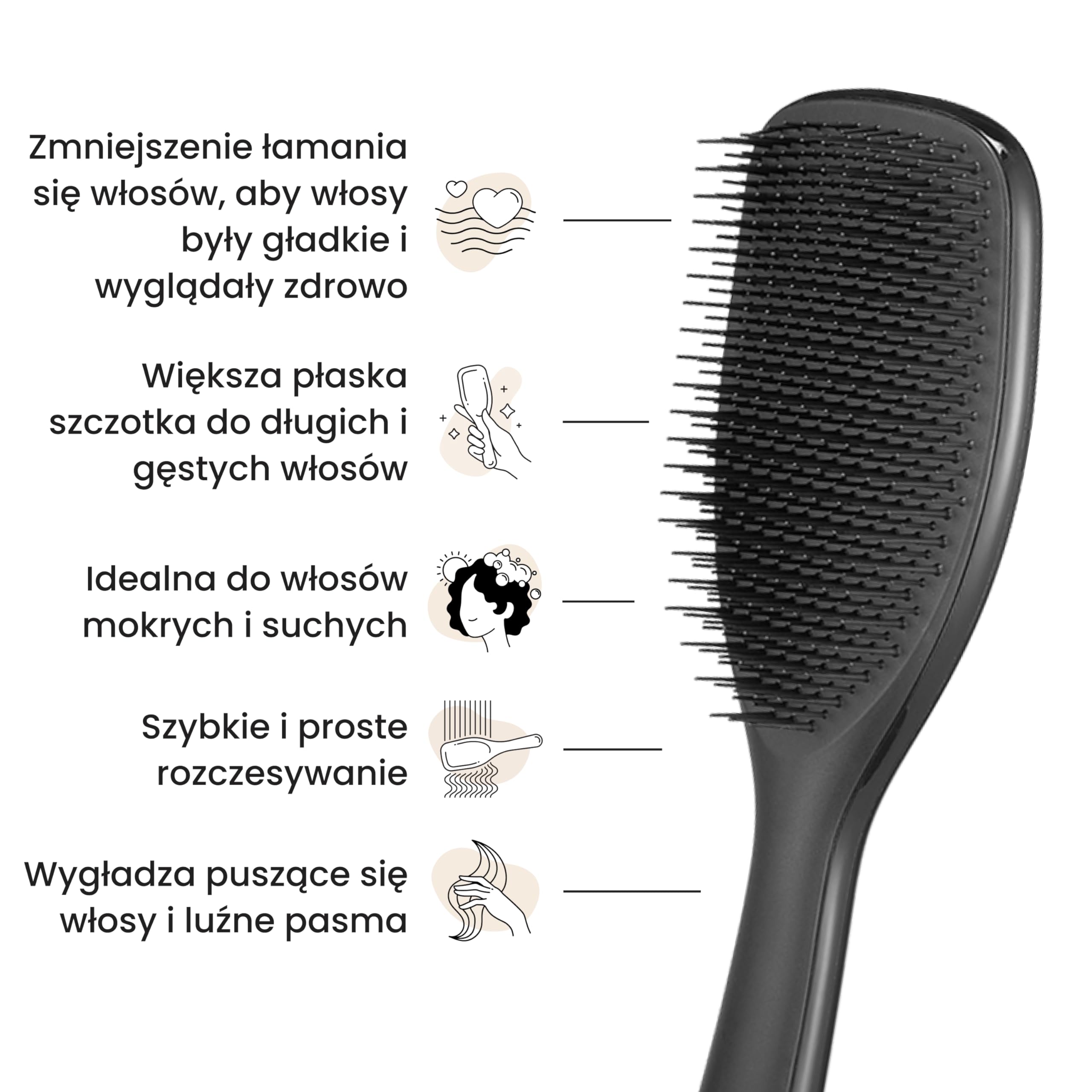 Tangle Teezer Ultimate Detangler - Szczotka do rozczesywania do gęstych, lokowanych i długich włosów - Dwupoziomowe ząbki zmniejszają łamliwość i eliminują splątania - Czarny połysk