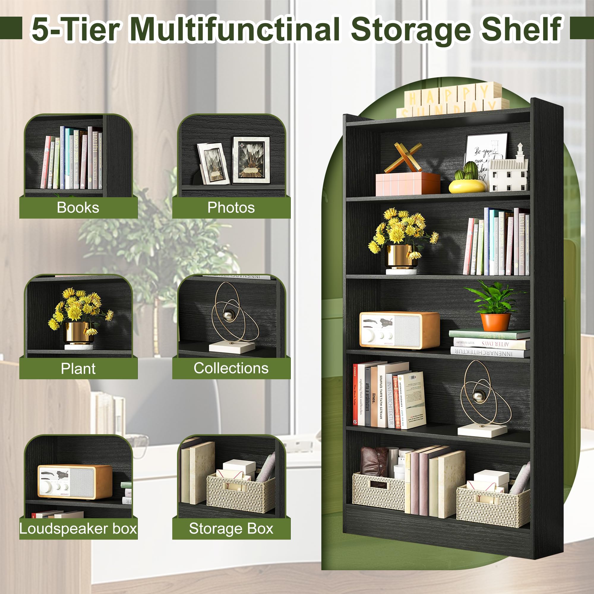 Snapklik.com : NicBex 72 Inch Tall Bookcase Modern 6-Tier Library ...