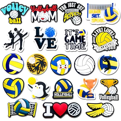 Wlyosvje Sports Ball Shoe Charms for Clog Sandals, Baseball Basketball Softball Volleyball Soccer Cheerleading Swimming Gymnastics Shoes Decoration Charms for Men Women