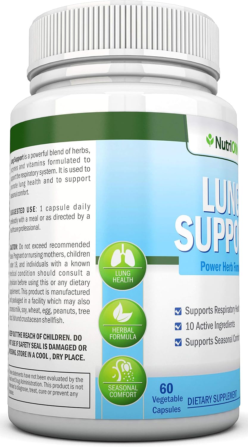 NutriONN Lung Detox and Cleanse - Great for Smokers - Extra Strength - 100% Herbal Lung Health Supplements - Mucus Removal Support - Promotes Respiratory Health - Natural Way to Keep Your Lungs Clear