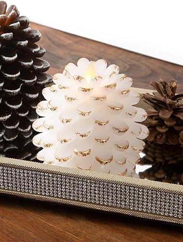 Miniatura 7 de Pavilion Gift Company - Vela de llama realista de piña blanca de 4.25 pulgadas con iluminación LED, funciona con pilas, hecha de cera real