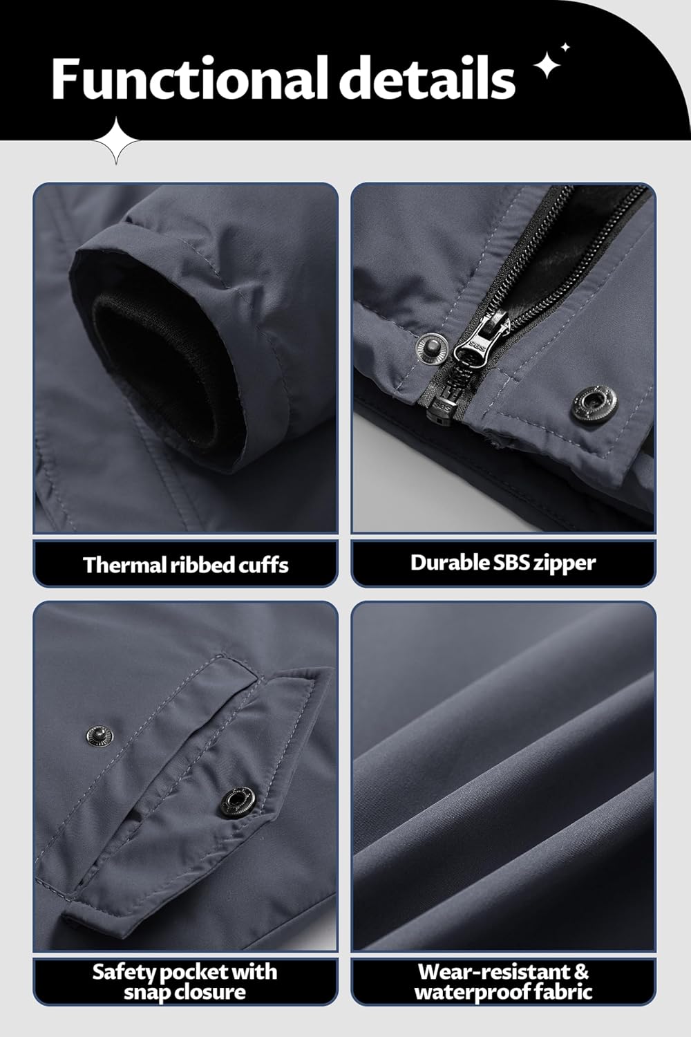 CREATMO US Boys' Waterproof Snow Coat Parka Windproof Winter Jacket With Detachable Fleece Hood - Image 7