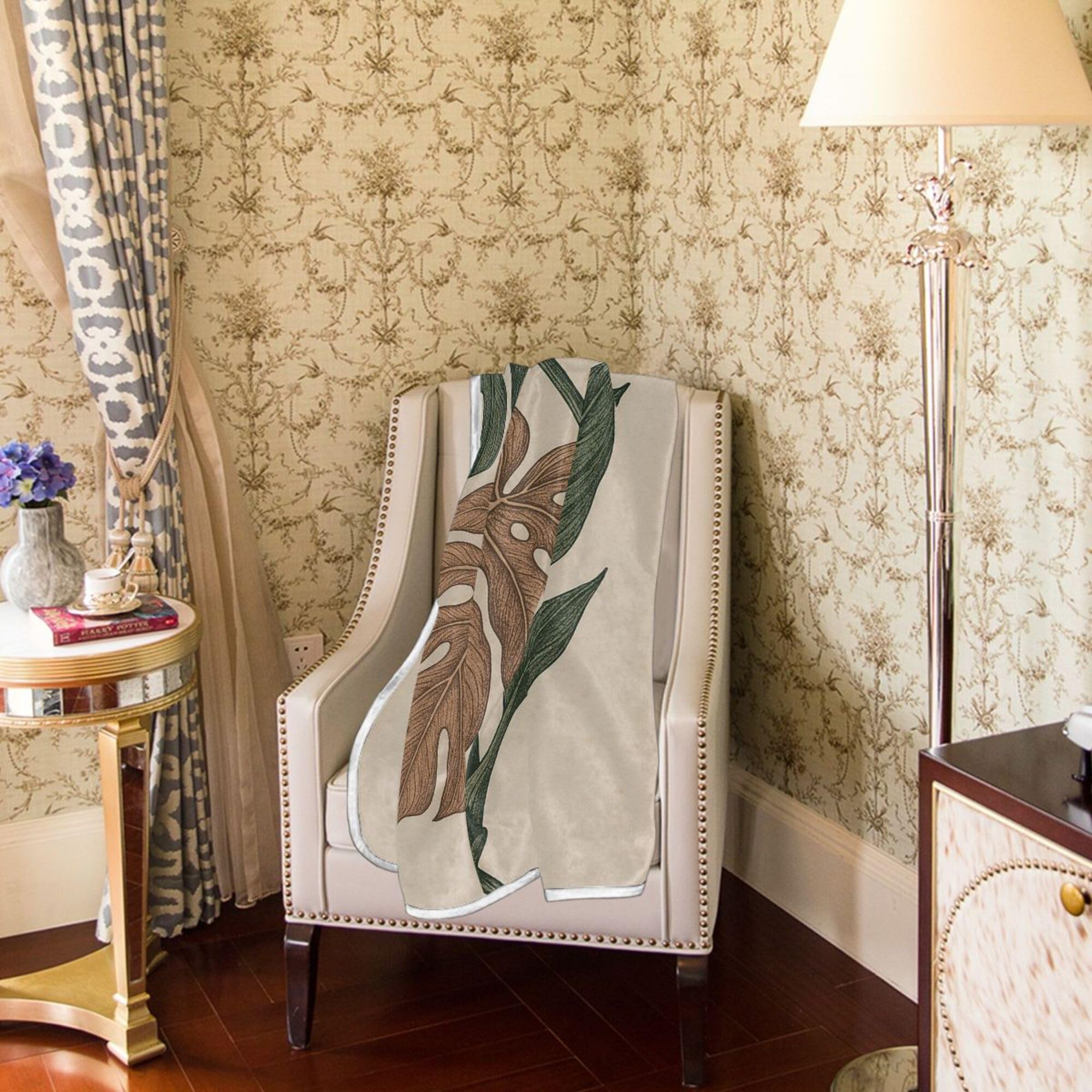 Koc do salonu, wygodna narzuta, koc do salonu, koce 50 x 60, narzuty, botaniczna przystań w stylu vintage
