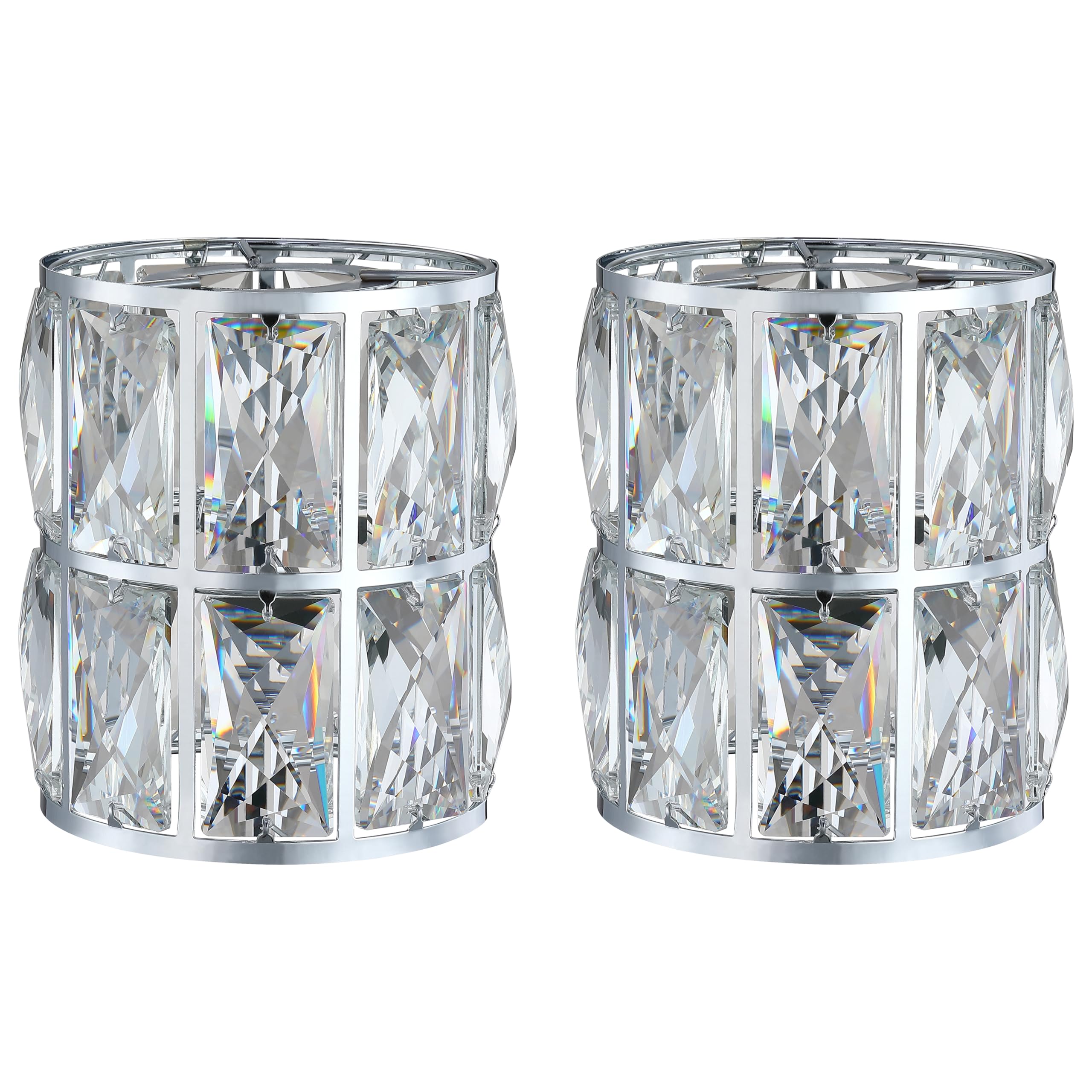 2 Pack Crystal Chandelier Chrome Lampshade H5*4.7" Wall Sconce Pendant Light