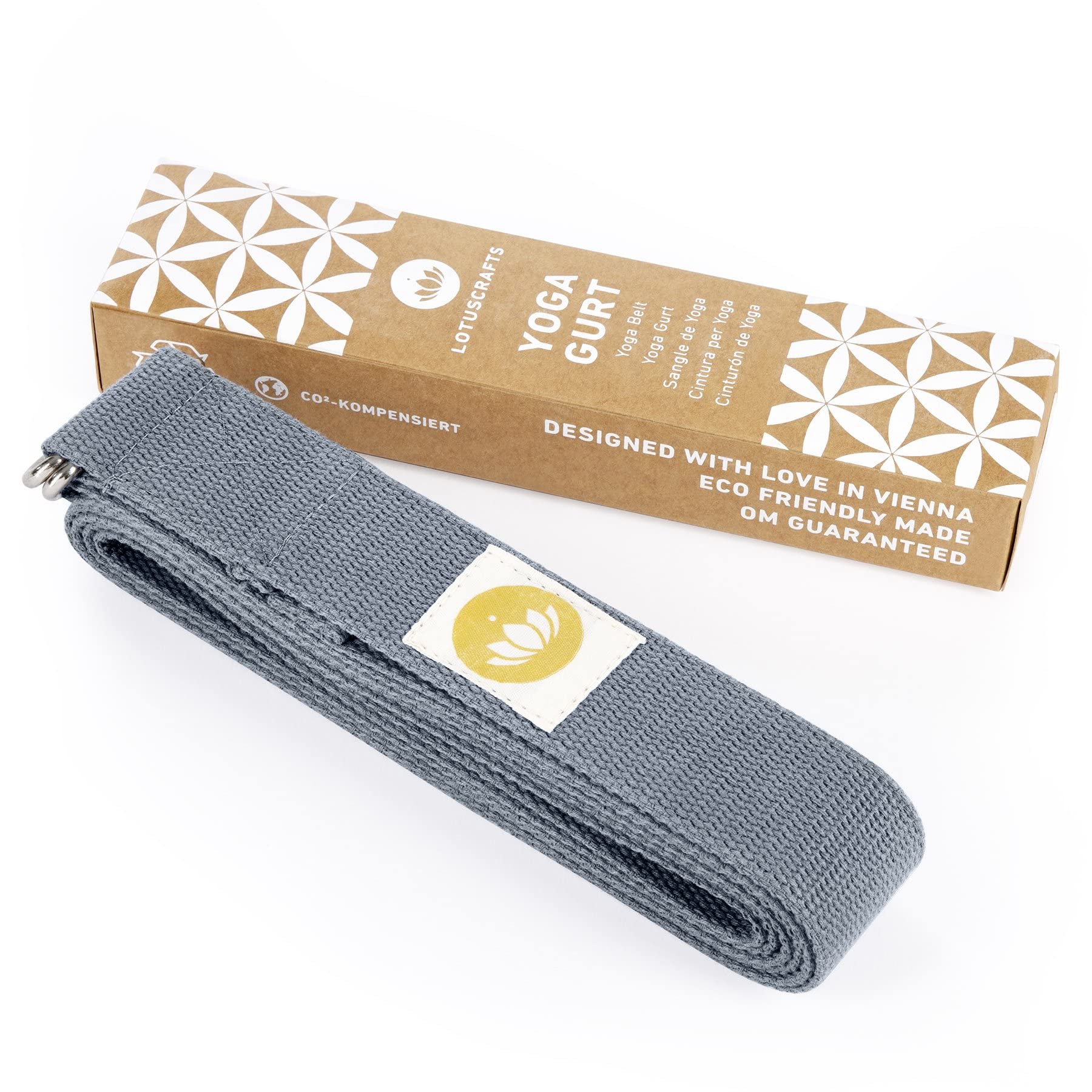 Cintura Yoga Lotuscrafts | Cotone Biologico 250 Cm | Con Fibbia Metallo | Per Stretching E Postura