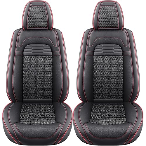 Car Seat Covers Front Set, Faux Leather Seat Covers for Cars SUV Super Breathable Universal Automotive Seat Covers Fit for Most Sedans (2 PCS, Black-Red)