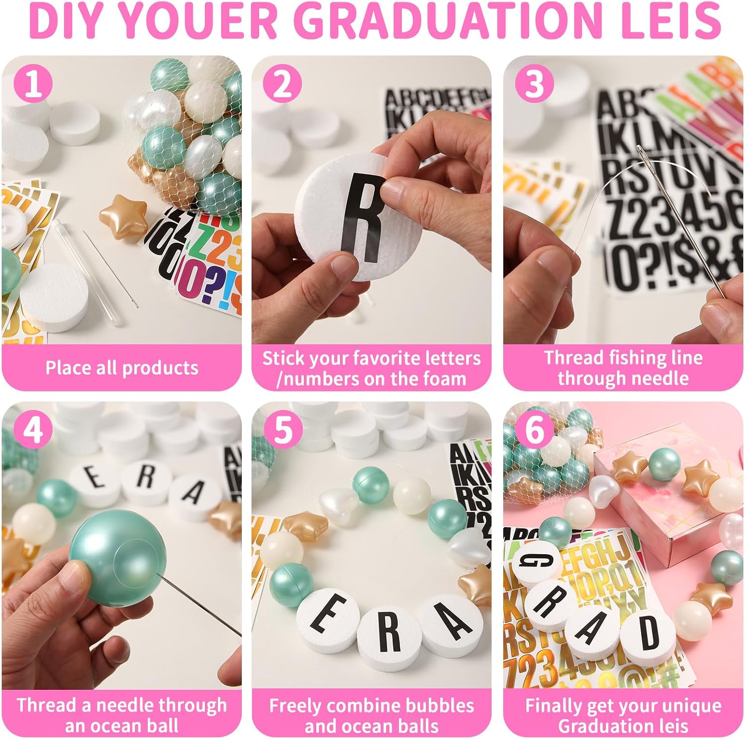 DIY Giant Friendship Bracelet Birthday Banner in My Birthday Era Banner Famous Singer Customizable Banner Garland Decor Foam Circles Ball Plastic Balls Stars Hearts DIY Supplies(Green)