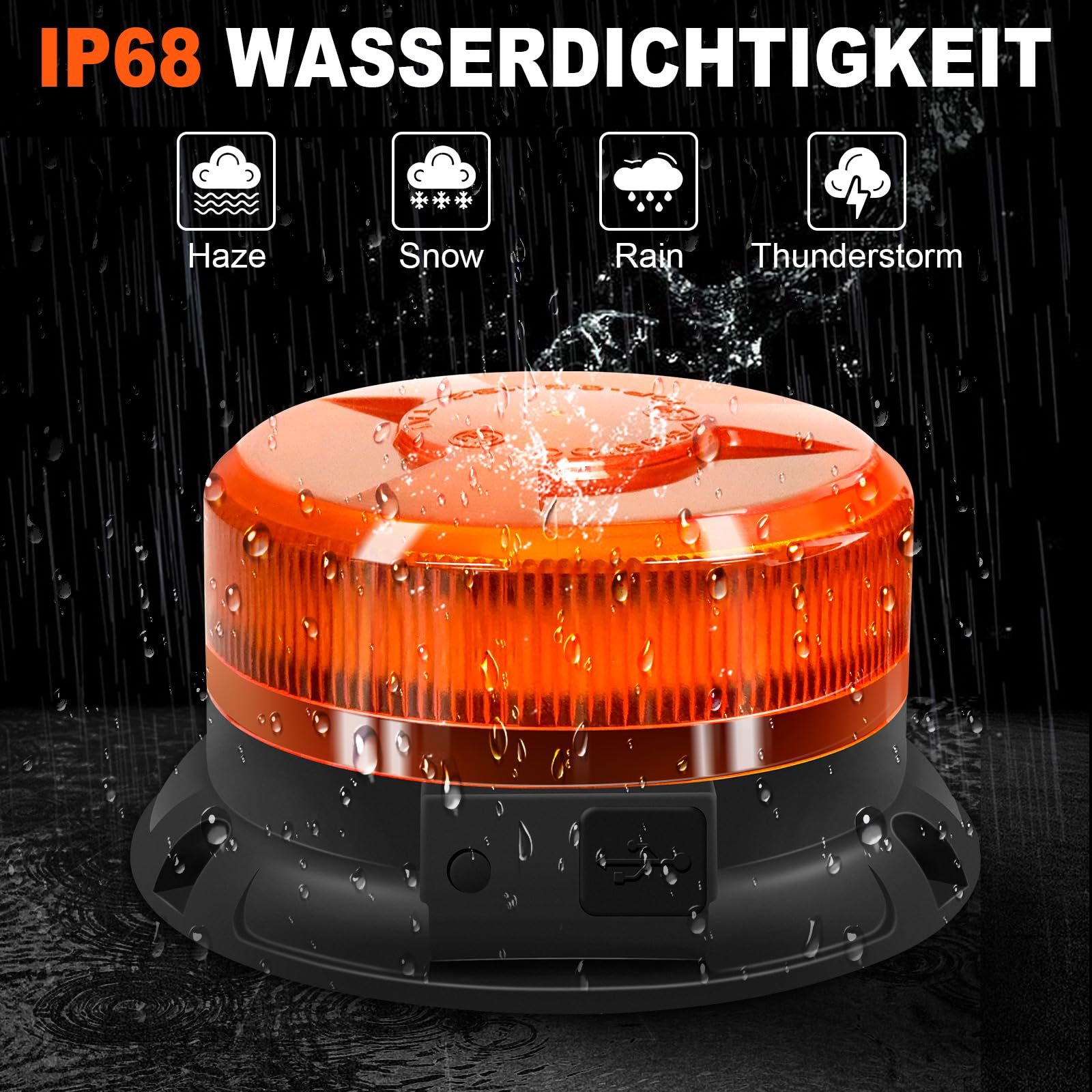 antom rundumleuchte akku Mit Fernsteuerung 9 Blitzmuster 12V 24V Gelb Warnleuchte led magnet mit 3 Meters-Kabel und USB-Kabel für Auto LKW Traktor Golfwagen SUV