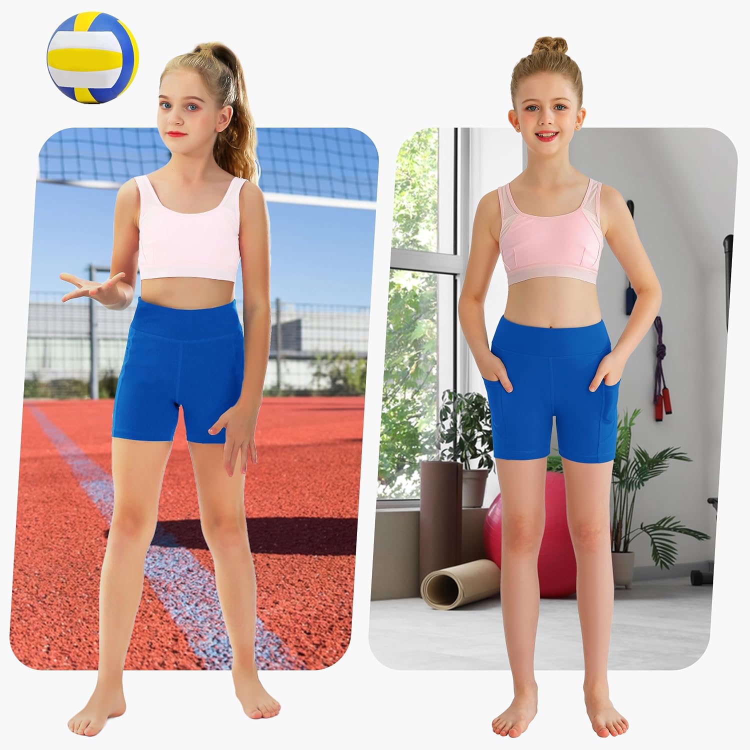 MIVEI Youth Girls 4"/ 5" Volleyball Spandex Shorts - Kid Biker Cheer Dance Yoga Athletic Workout Gymnastics Compression Short