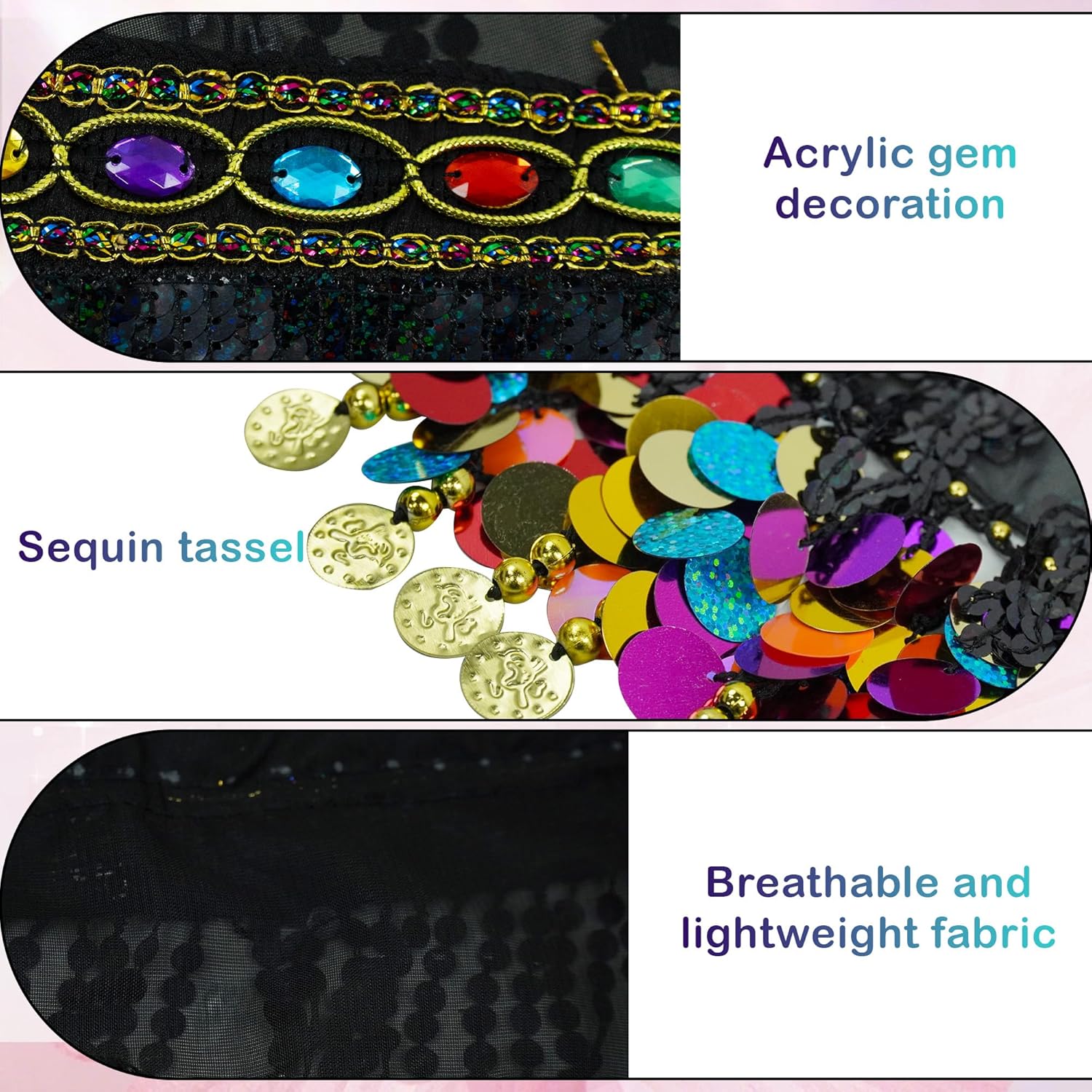 MUNAFIE Women's Belly Dance Hip Scarf Performance Outfits Skirt Festival Clothing - Image 5