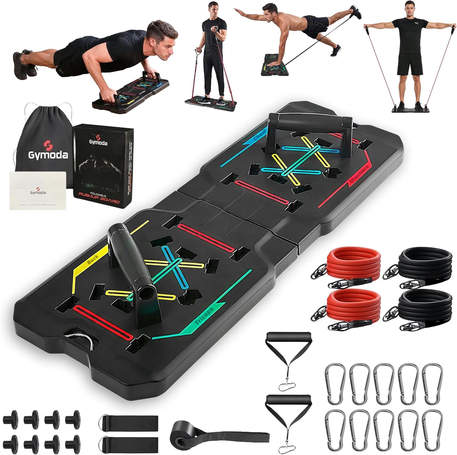 Push Up Board – Portable 14-in-1 Home Workout System for Chest, Arms, Back & Core – Color-Coded, Anti-Slip, Foldable Board for Men & Women