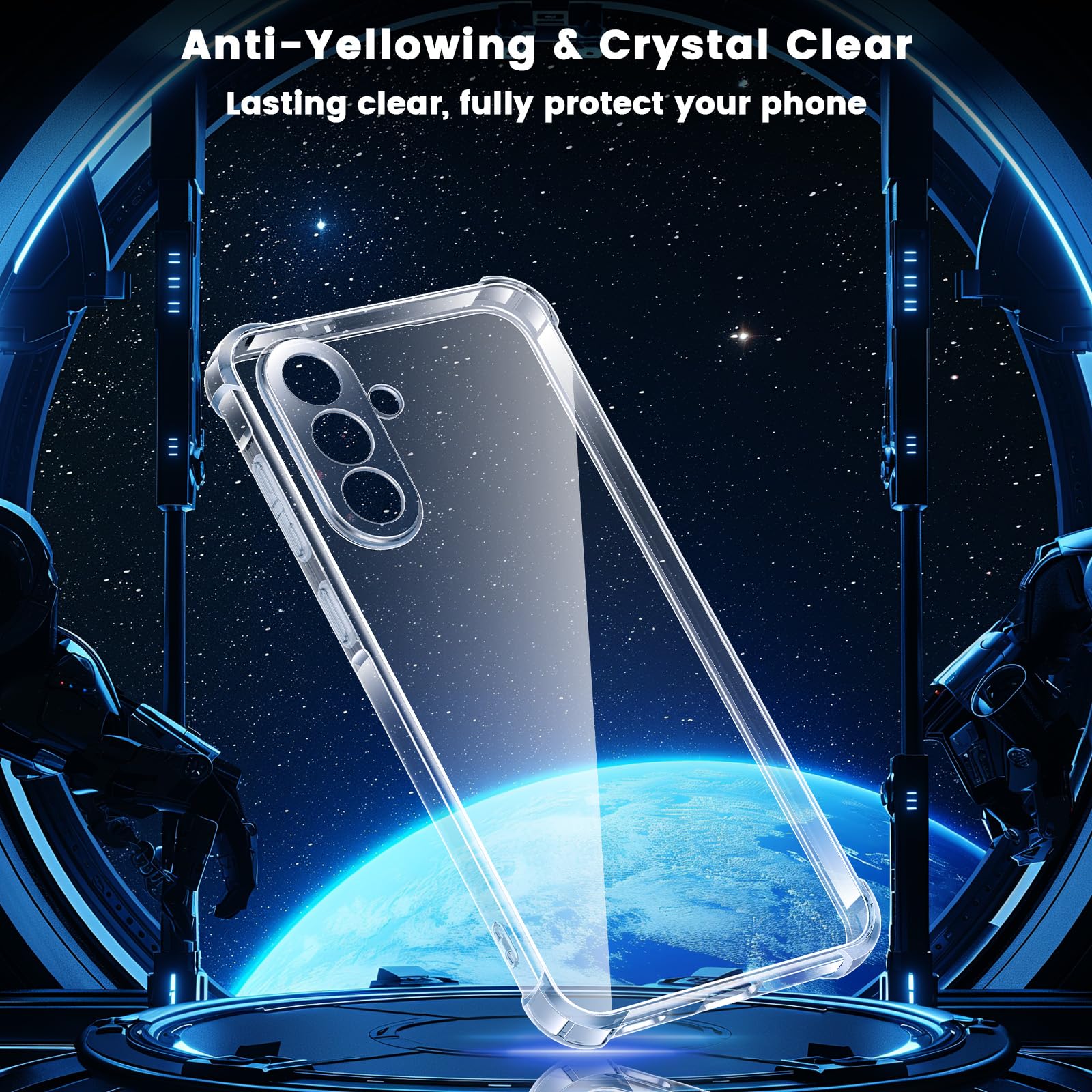 Yohii Cover per Samsung Galaxy A57 5G con 2 Pezzi Vetro Temperato, [Protezione Fotocamera] Custodia Antiurto Chiaro, TPU Morbido Silicone Antigraffio Anti Ingiallimento Case, Trasparente