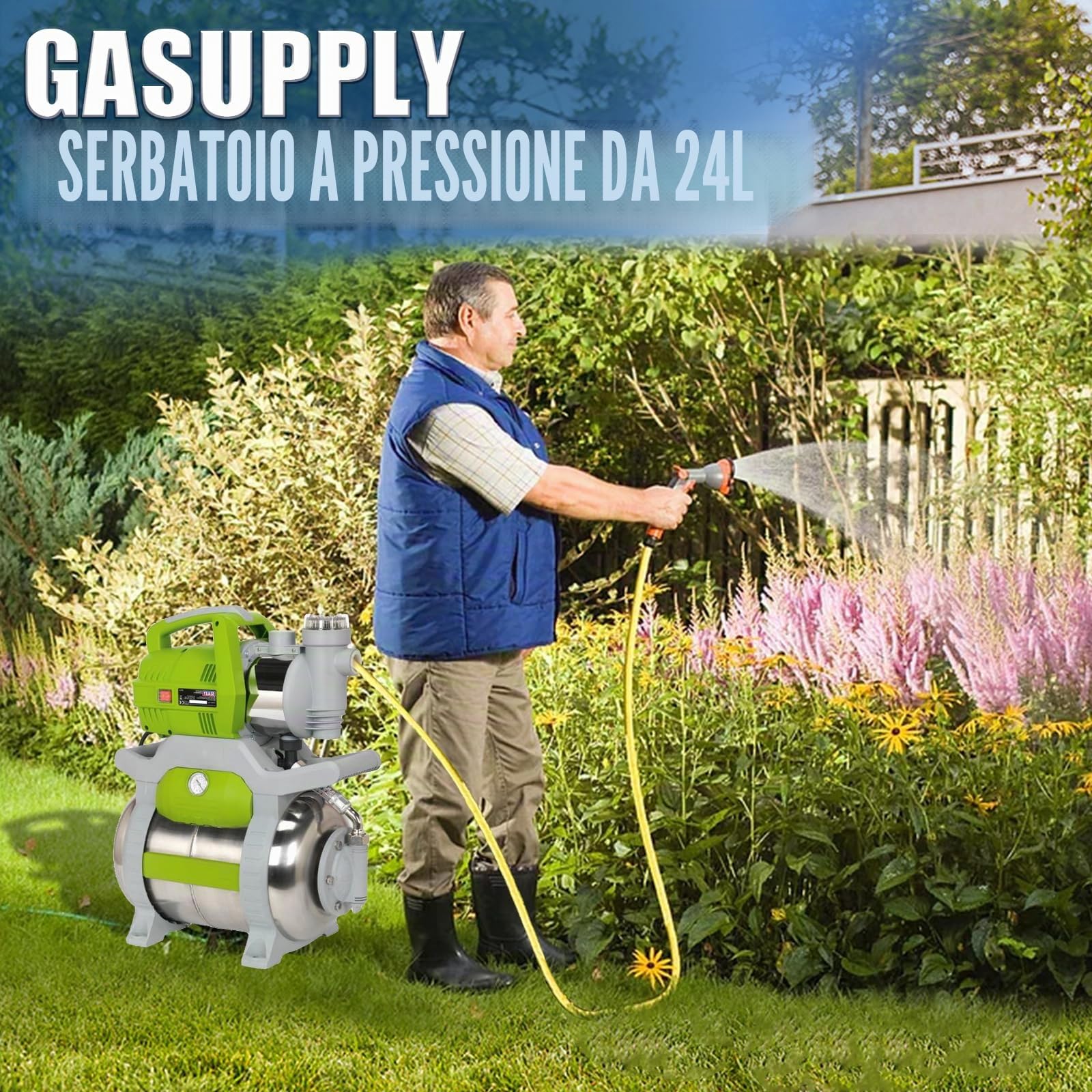 GAsupply Vaso di espansione in acciaio inox da 24 l, caldaia a membrana per impianti di acqua domestica e sistemi di sovrapressione con membrana EPDM
