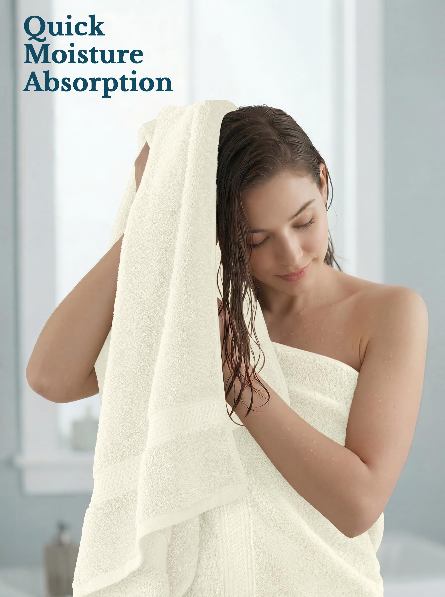 Utopia Towels Premium-Badetücher, 68 x 137 cm, 100% ringgesponnene Baumwolle, 600 g/m², leichte und sehr saugfähige, schnell trocknende Handtücher, perfekt für den täglichen Gebrauch, Elfenbein, 4
