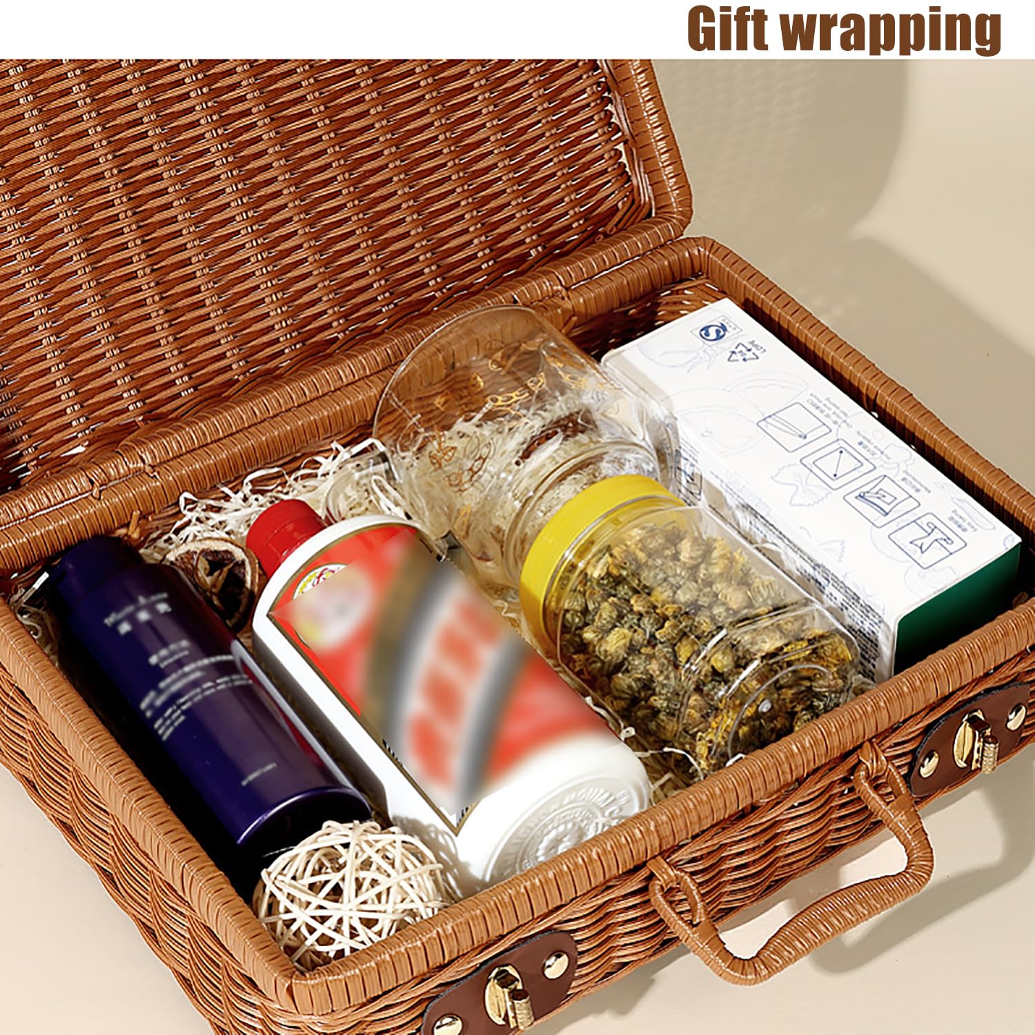 Boîte Cadeau En Osier Avec Poignée, Coffret De Rangement En Rotin Tressé, Panier Pique-Nique Vintage Tissé à La Main, Pour Pique-Nique, Camping, Mariage, Décoration (Marron