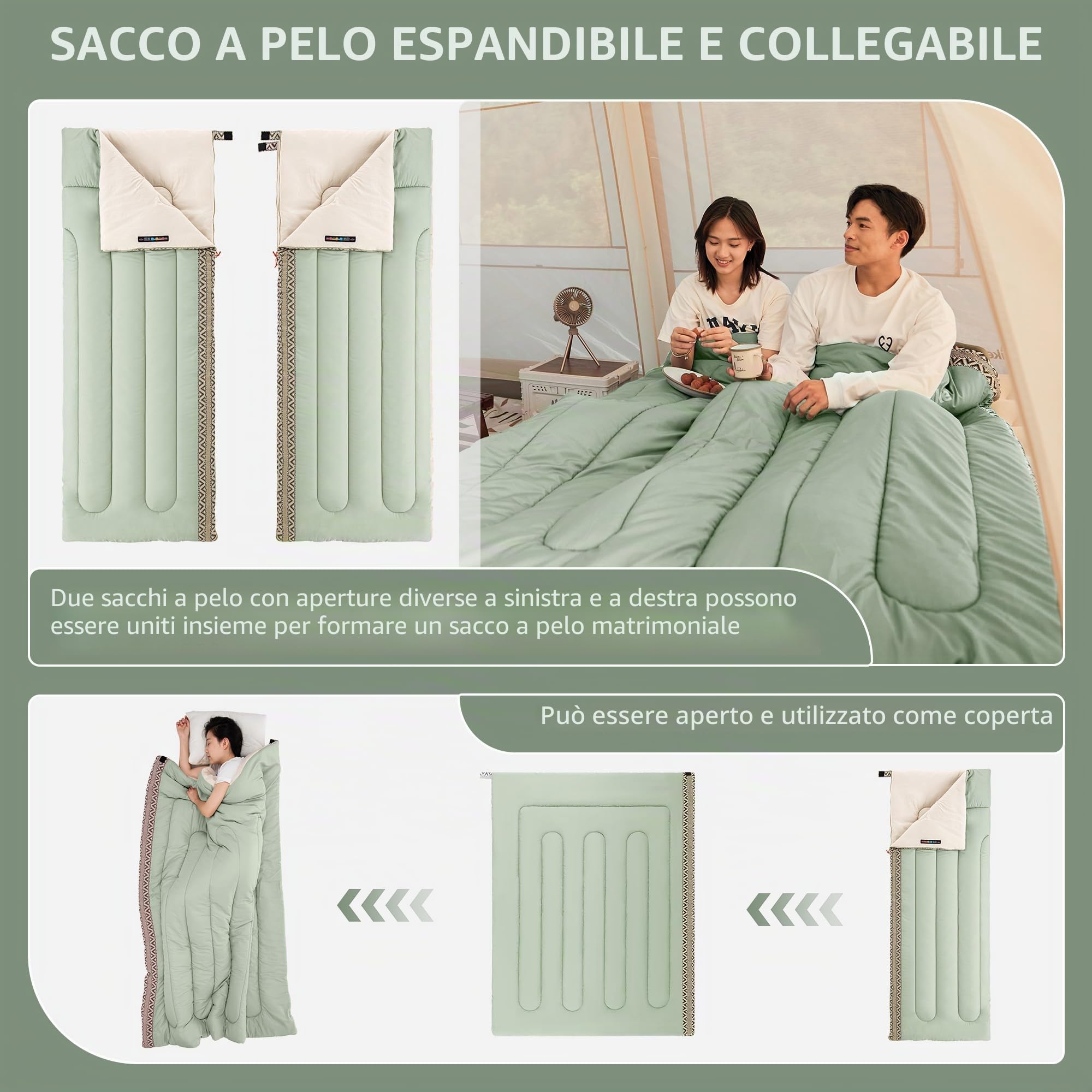 Naturehike Sacco a Pelo Invernale 4 Stagioni Ultraleggero Campeggio e le escursioni Per Adulti e Bambini Compatto Primavera Estivo Autunno 7-13℃ 190 x 150cm