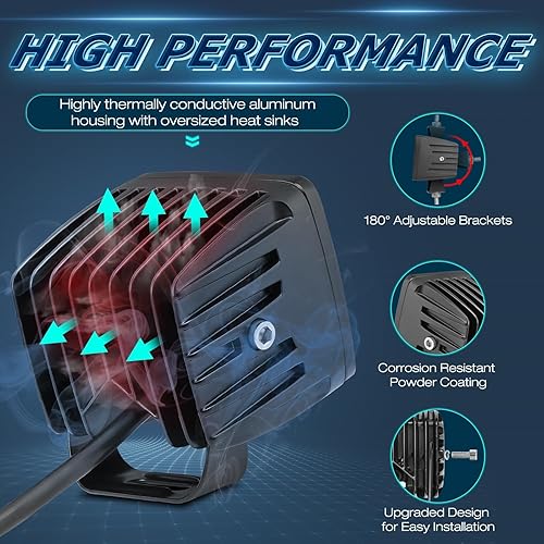 Miniatura 4 de Niwaker - Luces LED en forma de cubo, 120 W, 2 unidades, luces de conducción todoterreno de 3 pulgadas, luces de trabajo, barra de luz LED, luces