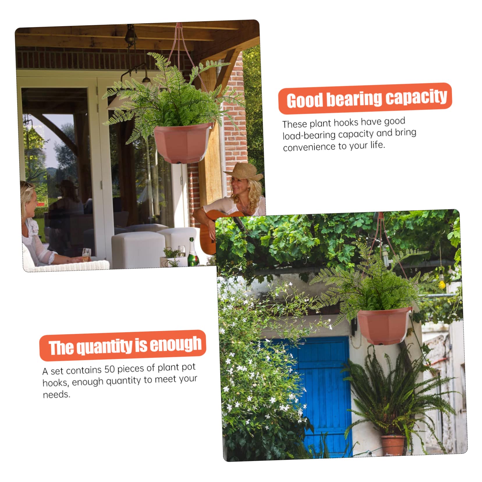 60 Pièces Crochet chlorophytum cintres de pot de fleur de chaîne planteur usine de plein air étendoir mural crochet pot de fleur crochets pour supports de fleurs Plastique