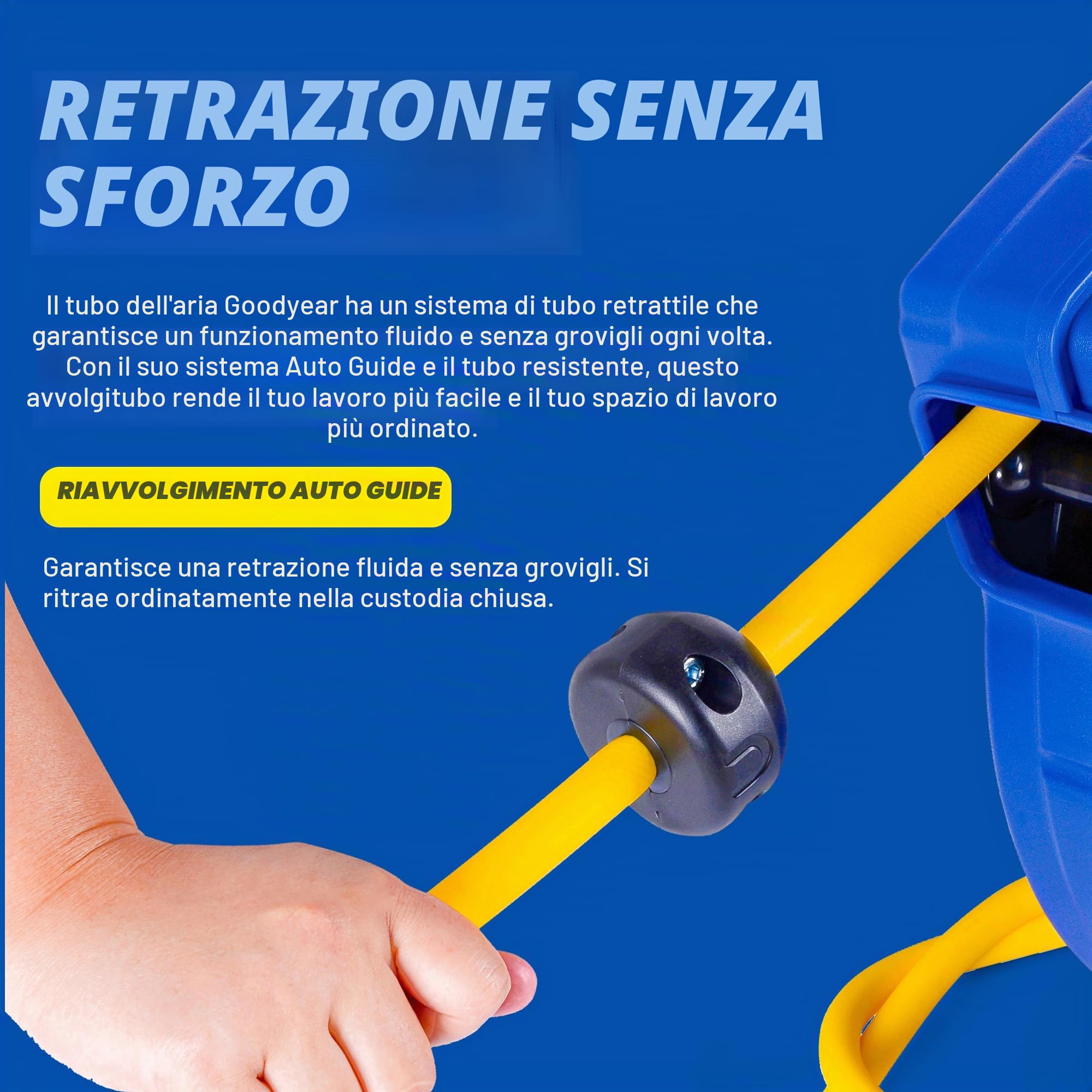 Goodyear retrattile compressore d'aria/acqua avvolgitubo, max. 300psi (3/8" x 65 ft) hybrid polymer tubo