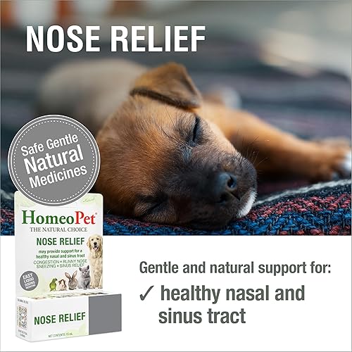 Miniatura 2 de HomeoPet Alivio de la nariz, suplemento sinusal seguro y natural para gatos, perros y otros animales pequeños, 0.5 fl oz