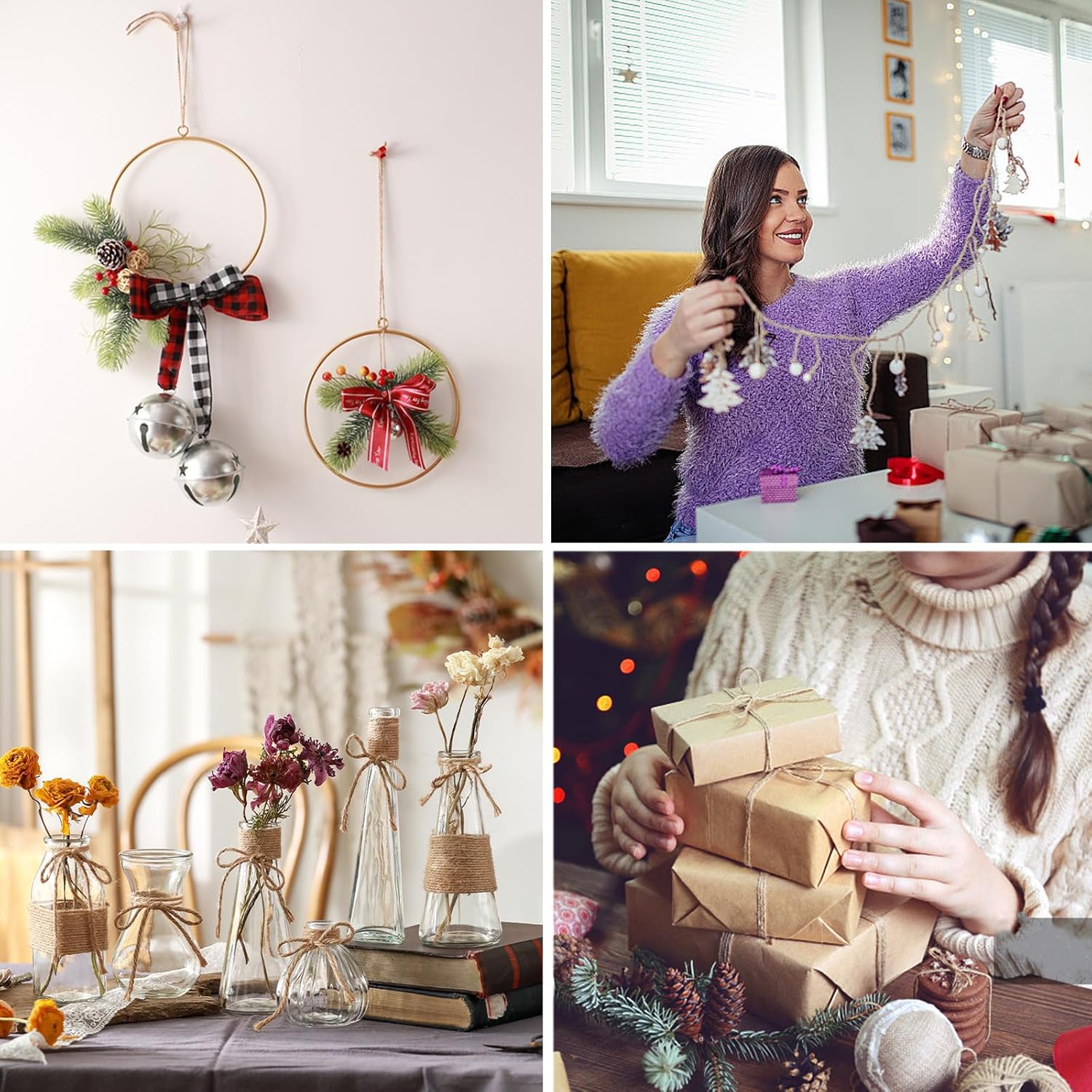 Jute Twine String 3mm Natural Thick Garden Twine String 1000 Feet Heavy Duty Hemp Brown Twine String for Crafts, Gift Wrapping, Photos String, Home Decor, Wedding, Christmas and Gardening.