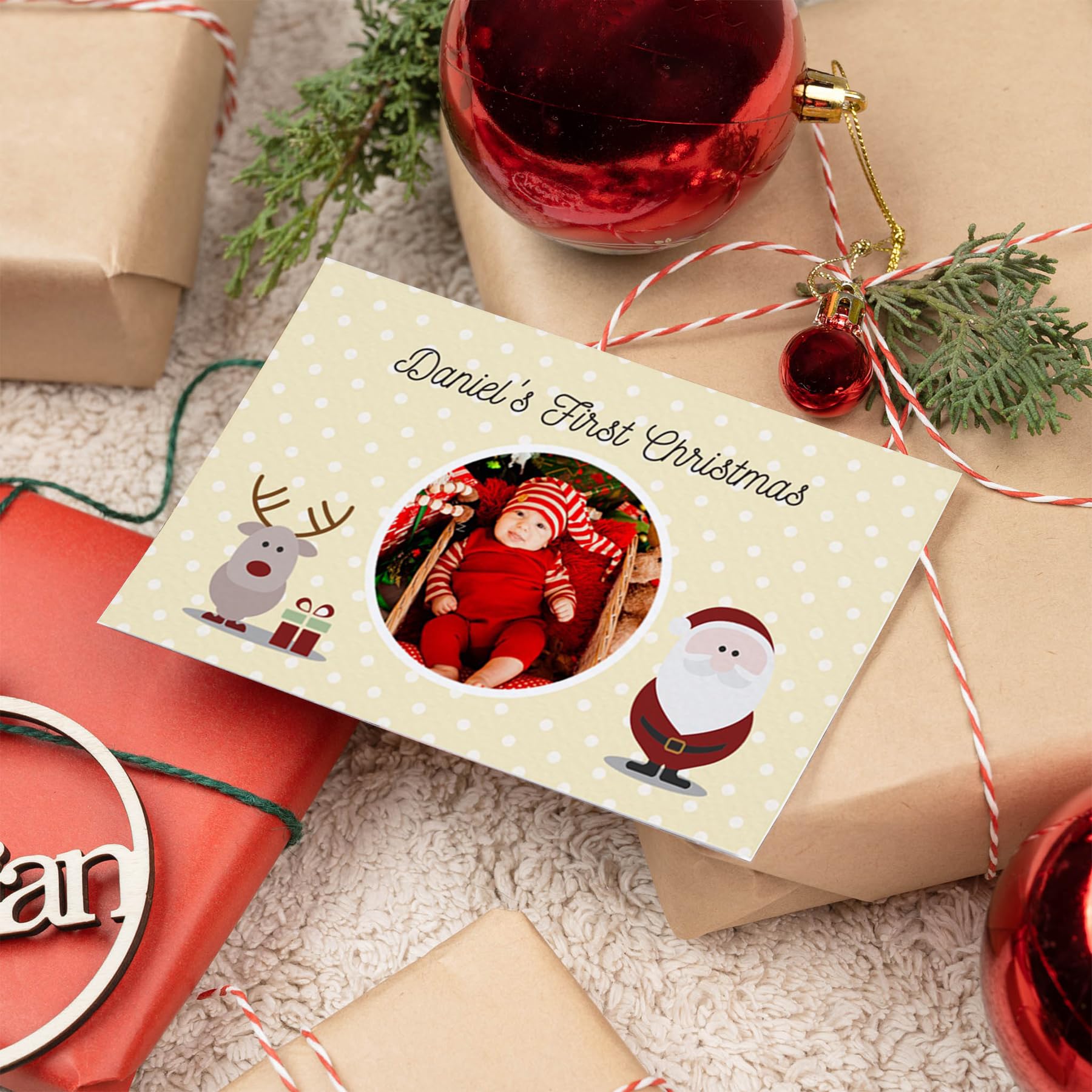 Biglietti Di Auguri Di Natale Personalizzati, Scegli Carta E Design, Con Sorpresa Inclusa, Dimensioni 17.5x7.5 Cm
