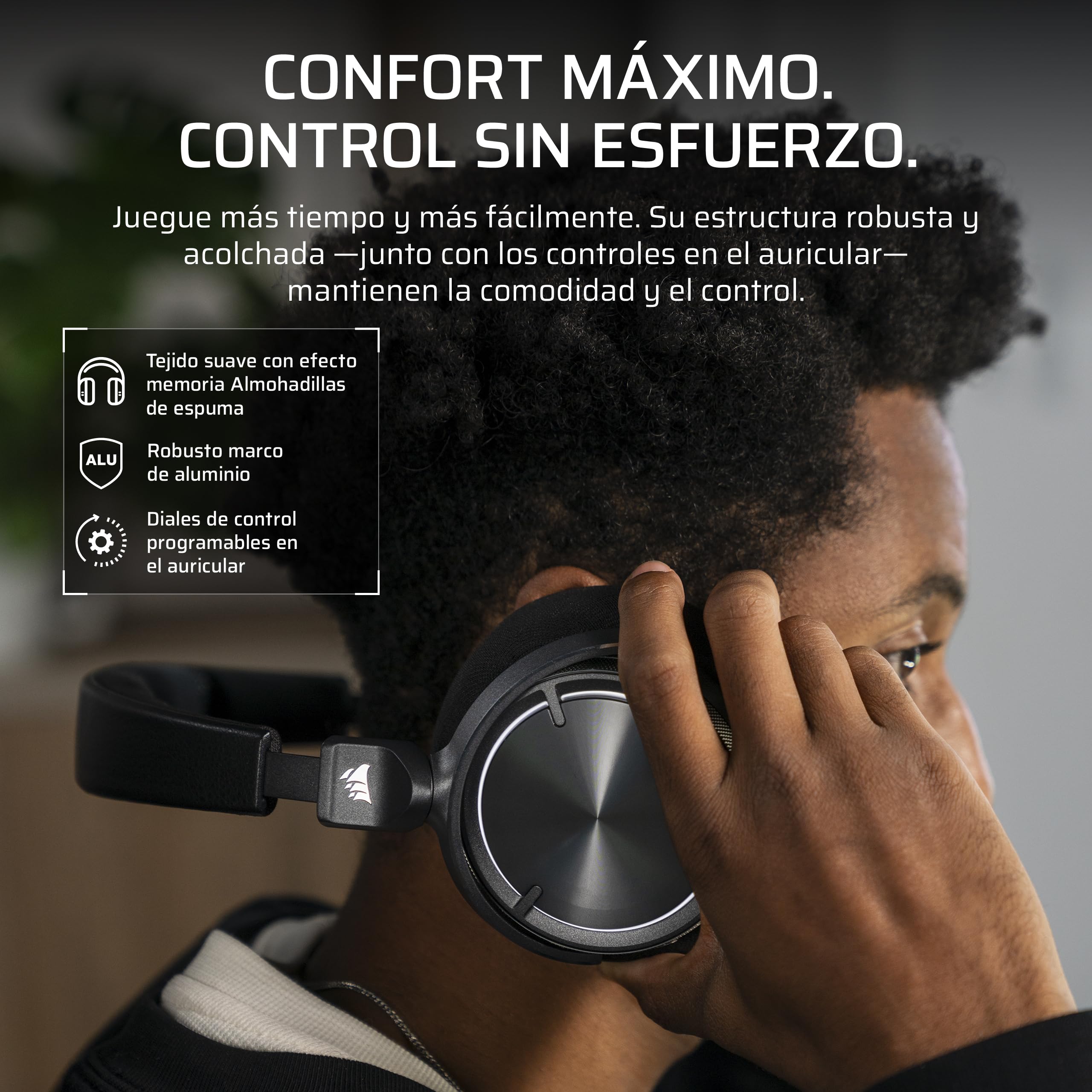 Corsair Virtuoso MAX Wireless Auriculares para Juegos con Bluetooth – Dolby Atmos, SoundID, Cancelación Activa del Ruido, Micrófono de Calidad Broadcast, para PC, Mac, PS5, PS4 – Carbono