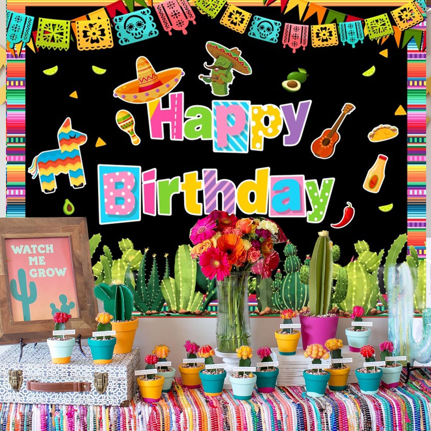 Fiesta Party Backdrop Mexican Festival Birthday Dessert Table - View #3
